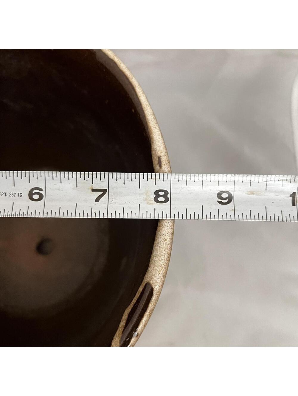 Vintage Lee's Pottery Planter with Saucer - Retro Brown & Cream Charm - Picture 4 of 5